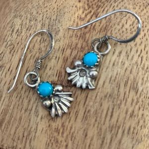 Navajo Turquoise and Sterling Dangle Earrings